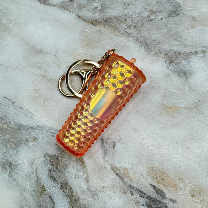 Keychain - Studded Tumbler - Creamsicle Holographic