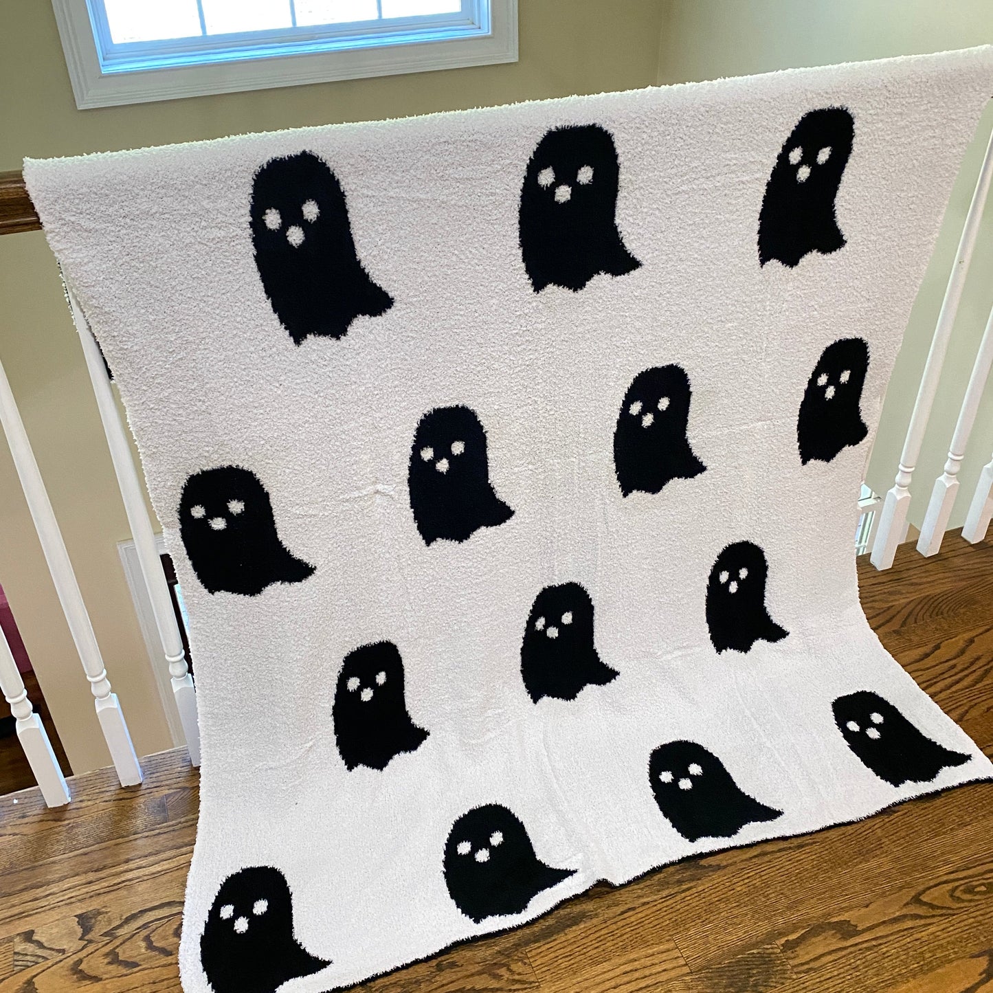 Blanket - Soft Dreams - Double Sided Ghost Halloween Black & White