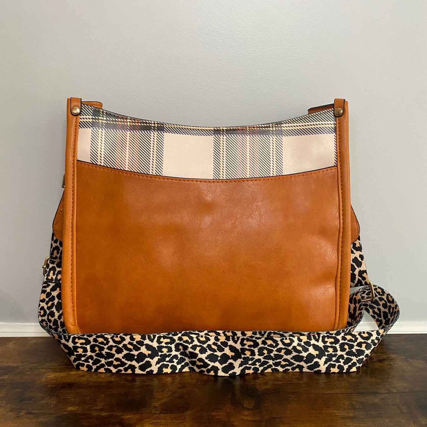 Aubree Crossbody Purse - Camel & Plaid