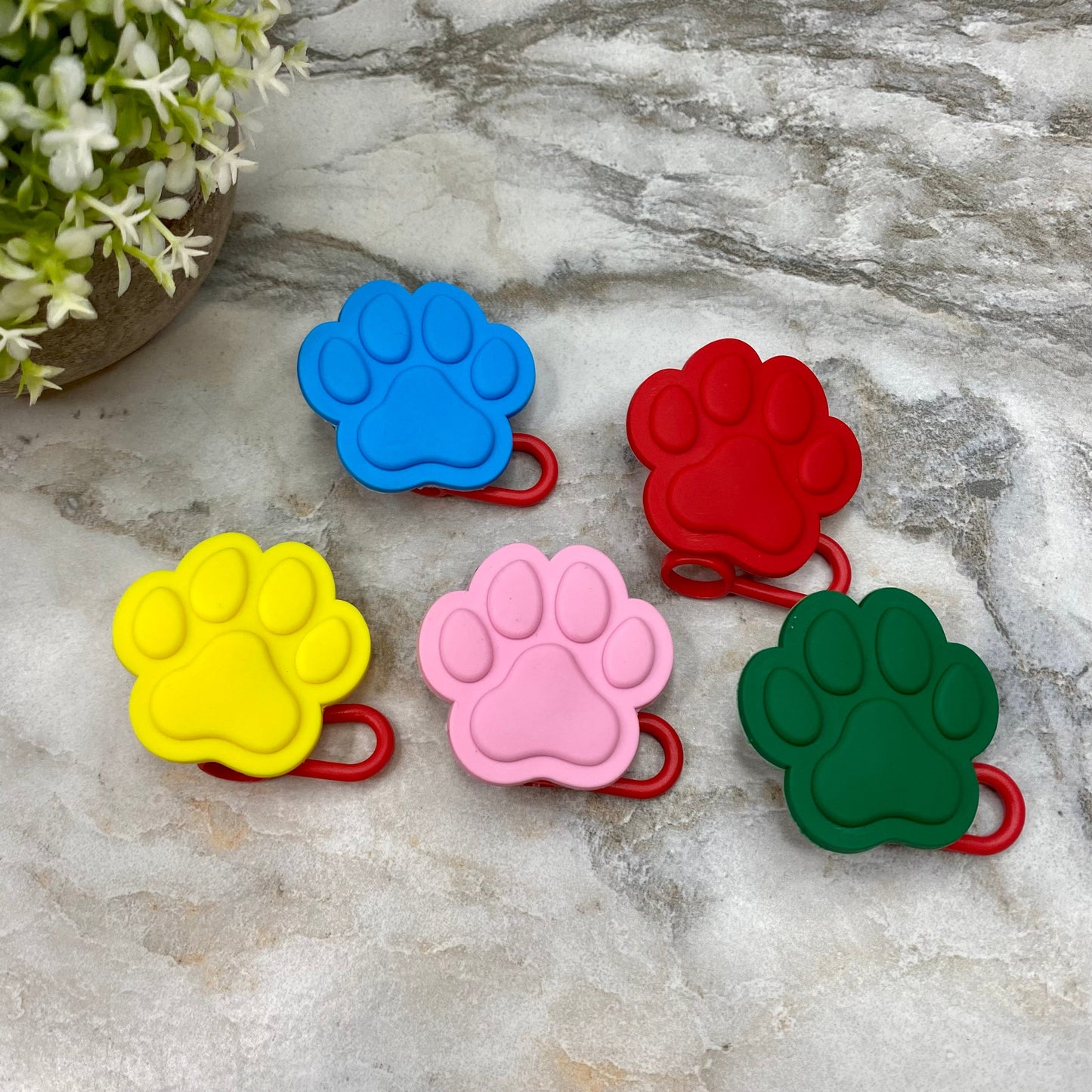 Silicone Straw Toppers Tumbler - Paw - Solids