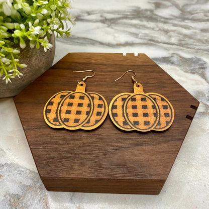 Wooden Dangle Earrings - Fall - #1