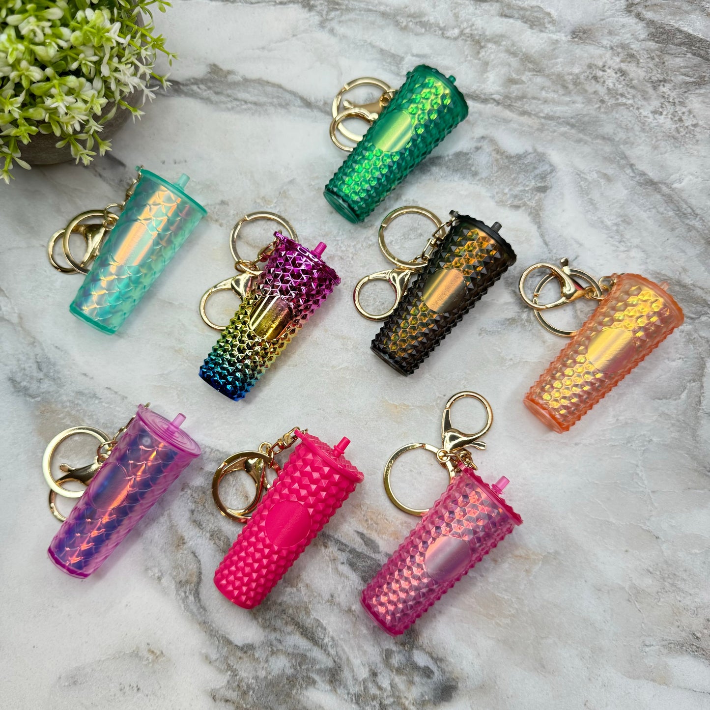 Keychain - Studded Tumbler - Pink + Lavender Mermaid