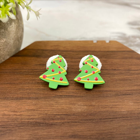 Acrylic Stud Earrings - Christmas - Green Tree