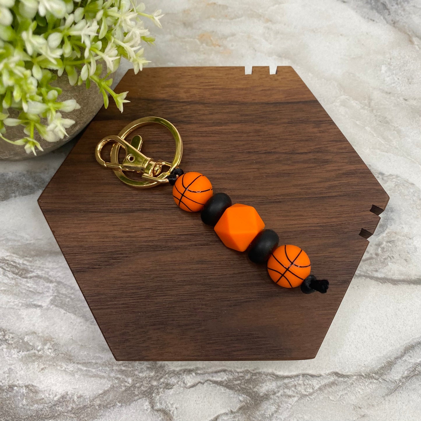 Keychain - Silicone Bead - Basketball