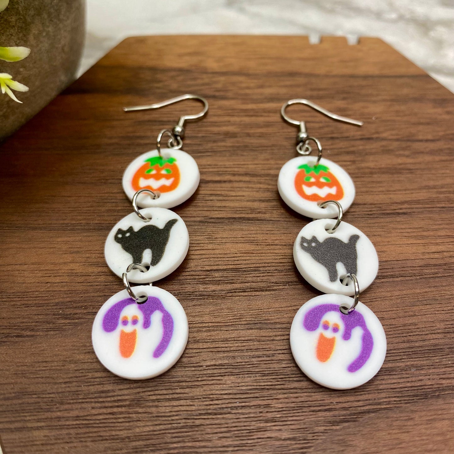 Acrylic Dangle Earrings - Halloween Cookies