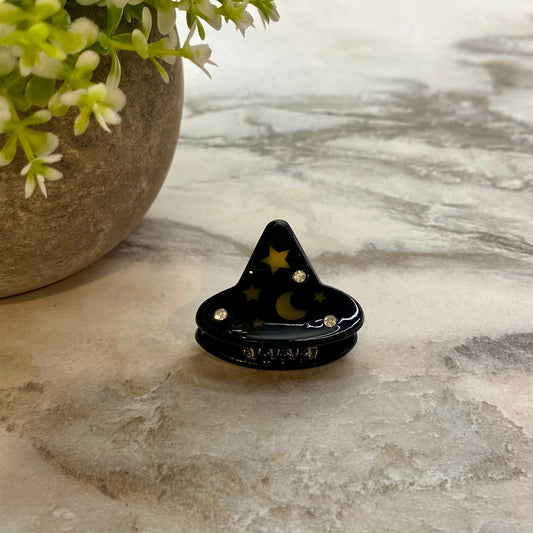 Hair Clip - Black Witch Hat Gem