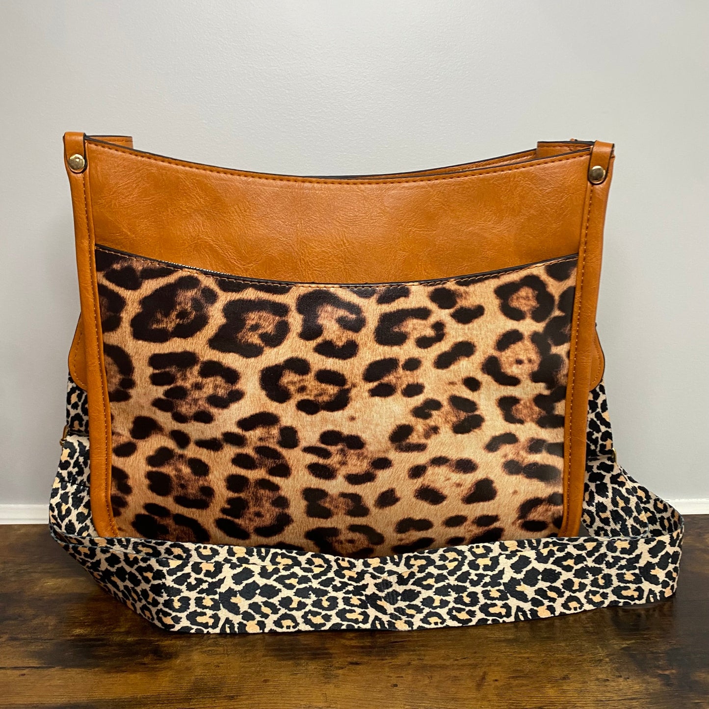 Aubree Crossbody Purse - Camel & Animal Print