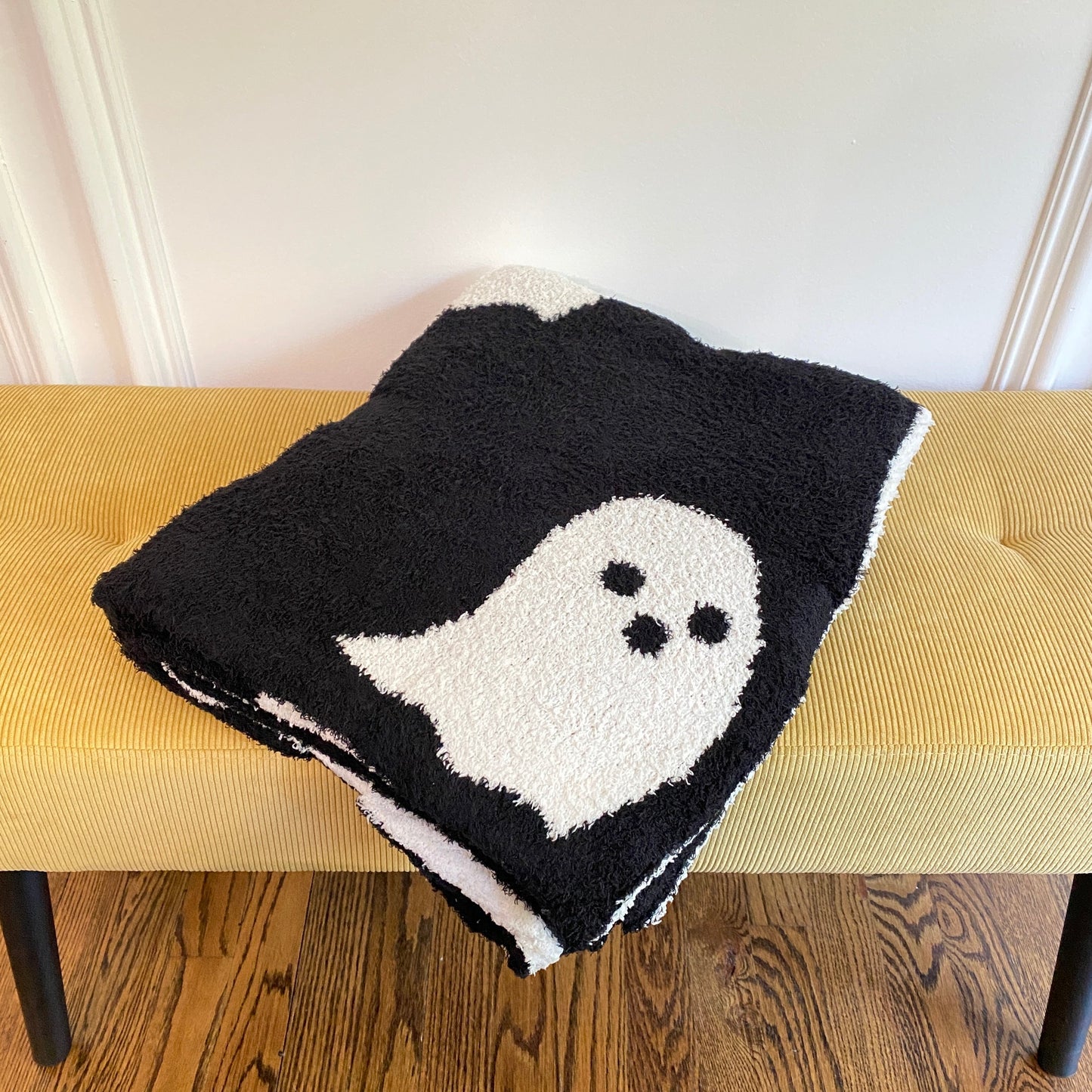 Blanket - Soft Dreams - Double Sided Ghost Halloween Black & White