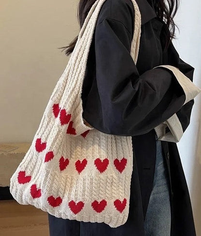 Heart Tote Bag - Knit Sweater