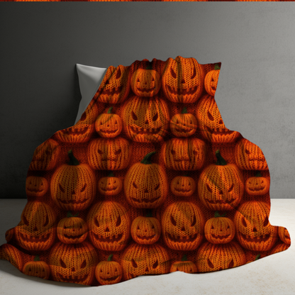 Blanket - Halloween - Knit Jack-O-Lantern