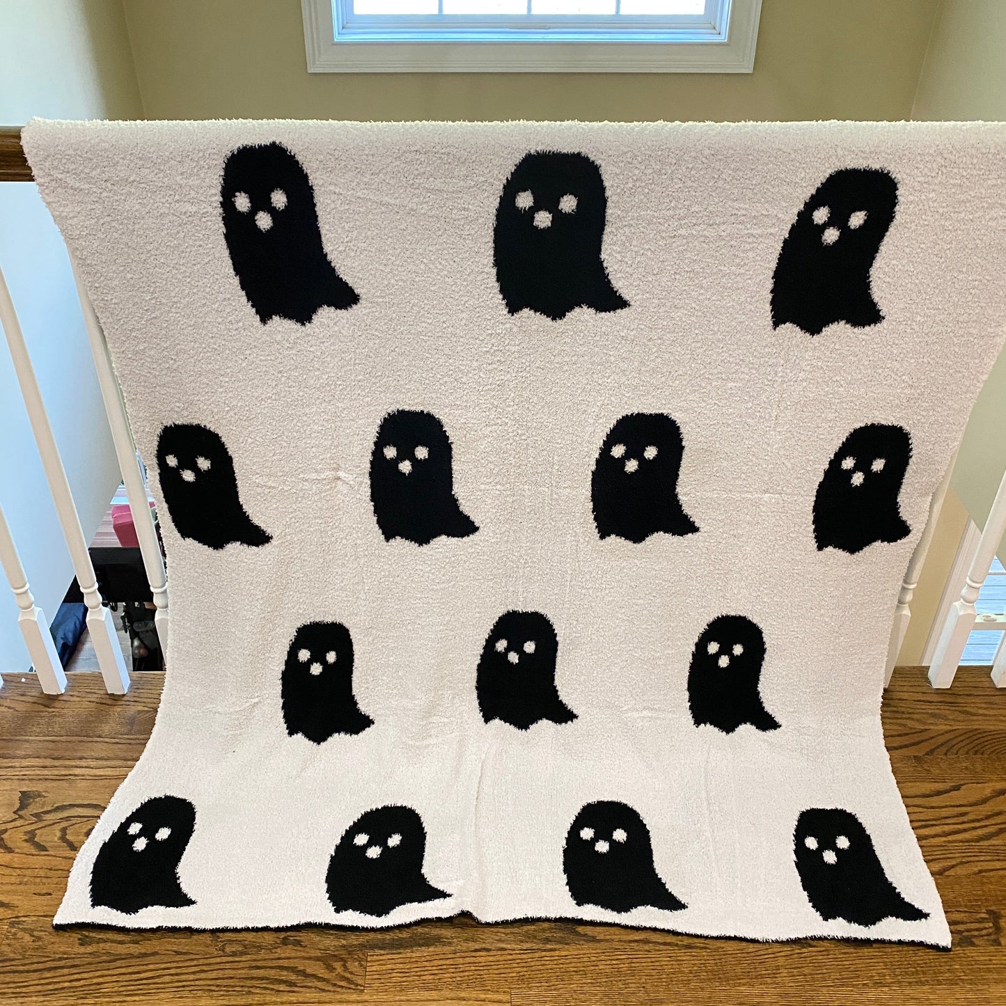 Blanket - Soft Dreams - Double Sided Ghost Halloween Black & White