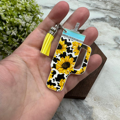 Keychain - Tumbler - Sunflower Cow